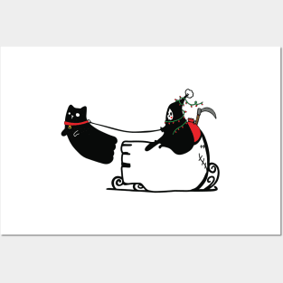 Grim Reaper and Ghost Cat at Christmas Posters and Art